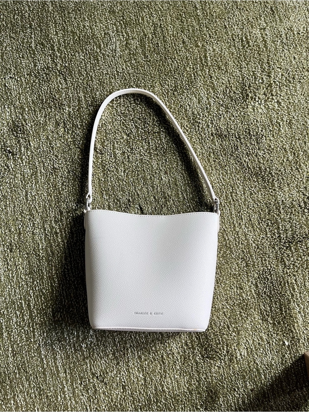 Charles & Keith Ivory Pebbled Shoulder Bag
